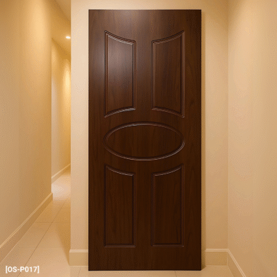 PVC PANEL FLUSH DOOR SEMI-SOLID RED WALNUT - [OS-P017]